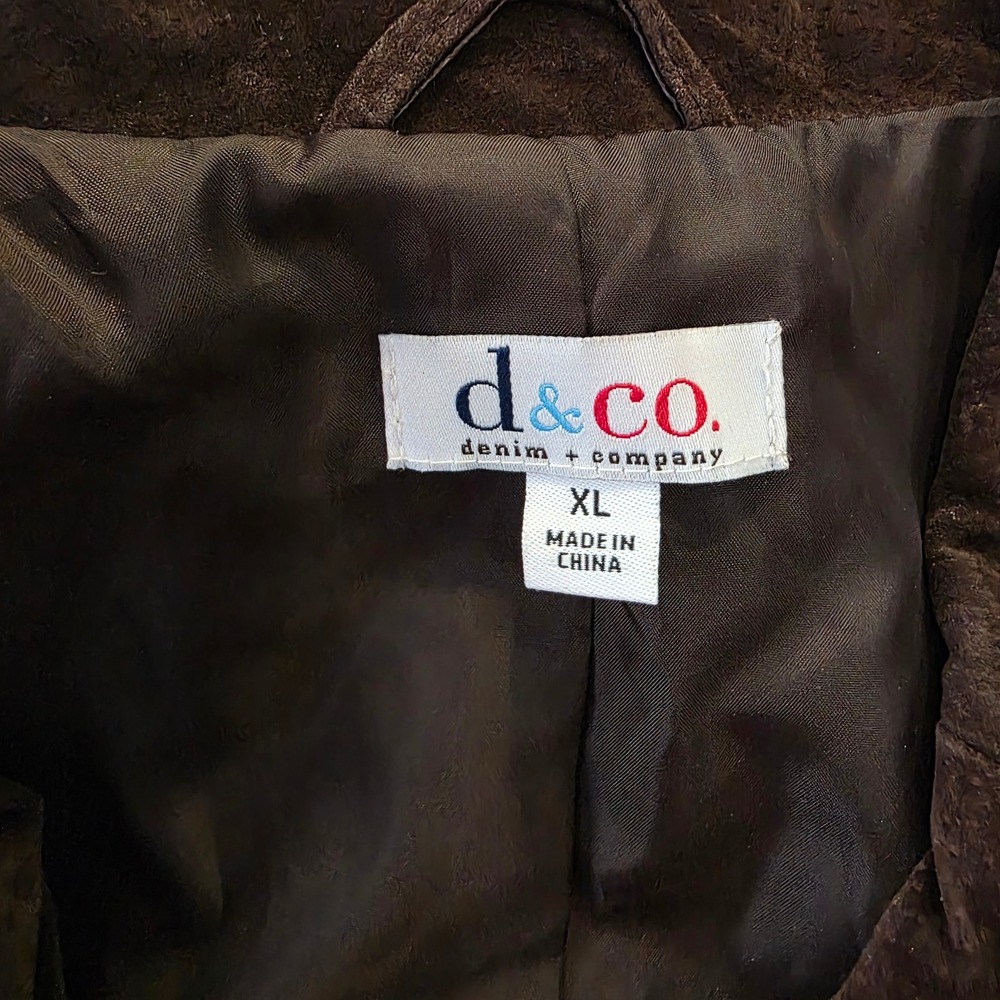 d&co denim & company brown suede pockets button front blazer jacket women XL - Picture 4 of 10